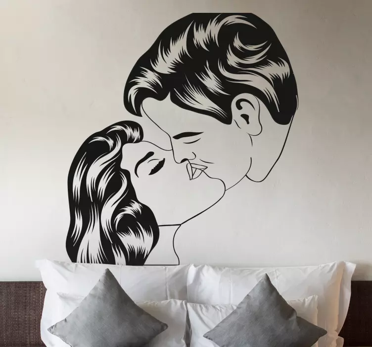 Vinilo decorativo dibujo pareja beso - TenVinilo