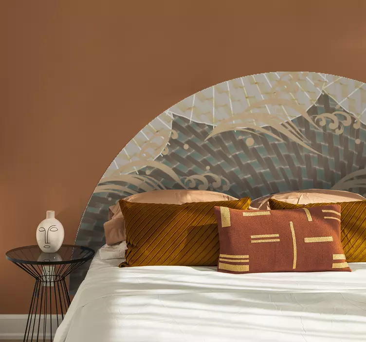 Vinilo cabecero elegante motivo de abanico - TenVinilo