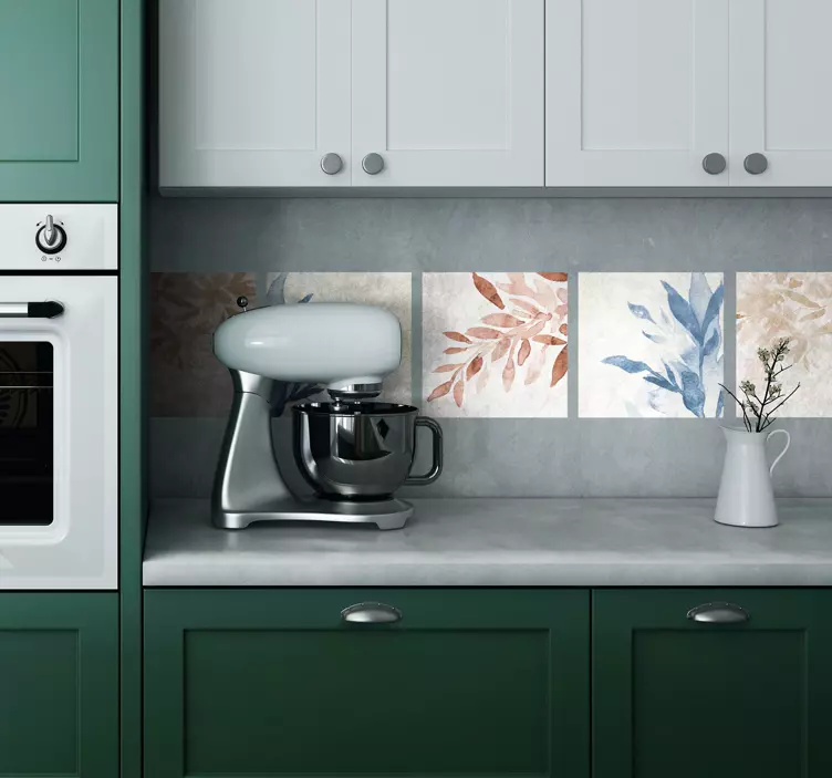 Azulejo adhesivo patrón floral de acuarela - TenVinilo