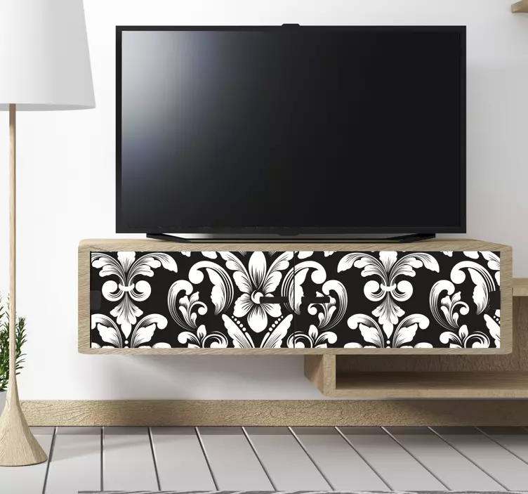 Vinilo para mueble motivo floral negro - TenVinilo