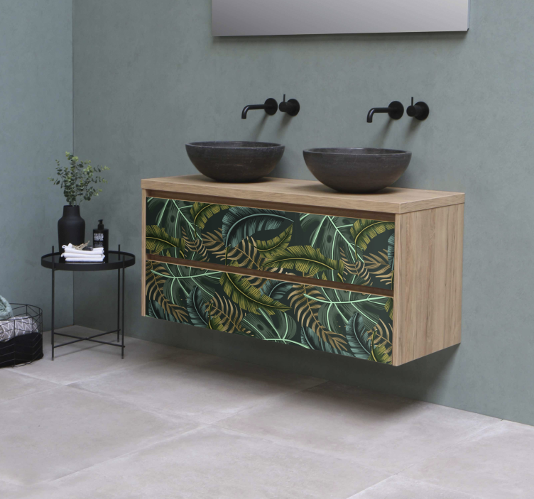 Vinilo para mueble hojas tropicales - TenVinilo