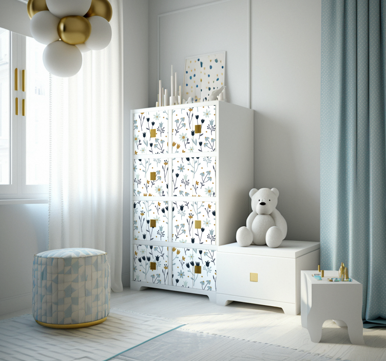 Vinilo para mueble flores minimalistas - TenVinilo