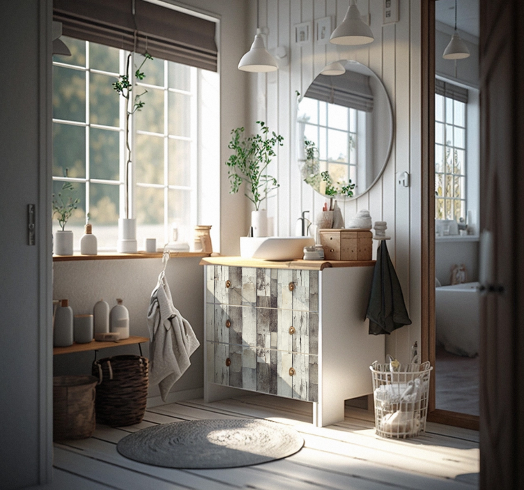 Vinilo para mueble madera clara envejecida - TenVinilo