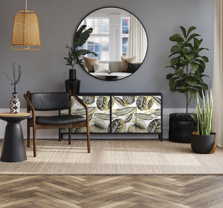 Vinilo para mueble plantas tropicales elegantes - TenVinilo