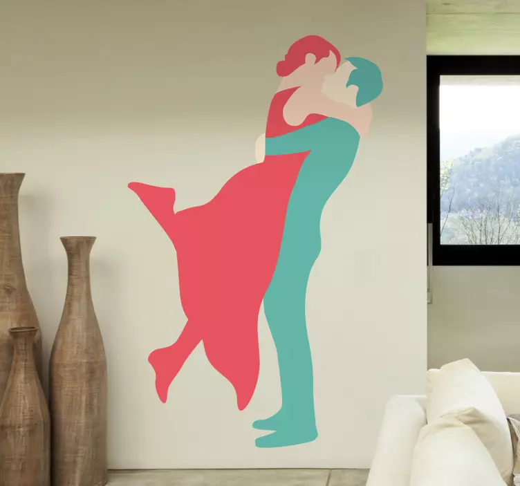 Vinilo escaparate beso de pareja - TenVinilo