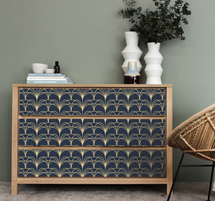 Vinilo para mueble Patrón de art deco dorado moderno - TenVinilo