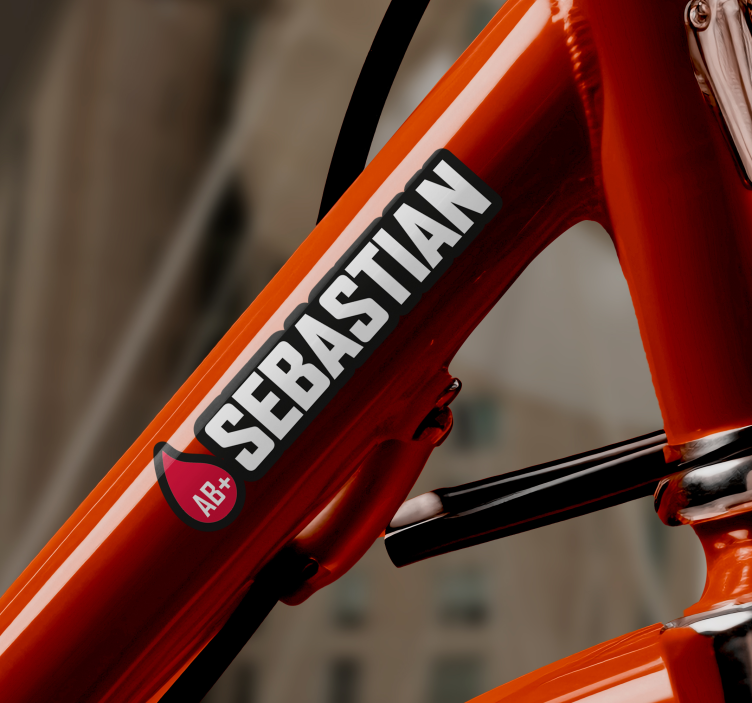 Calcomanía para bicicleta bandera con nombre tipo de sangre - TenVinilo