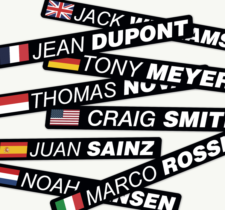 Calcomanía para bicicleta de carretera bandera y nombre - TenVinilo