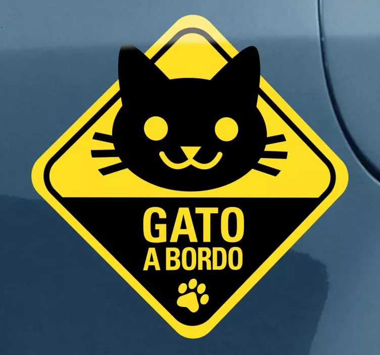 Pegatina de gato a bordo para coche - TenVinilo