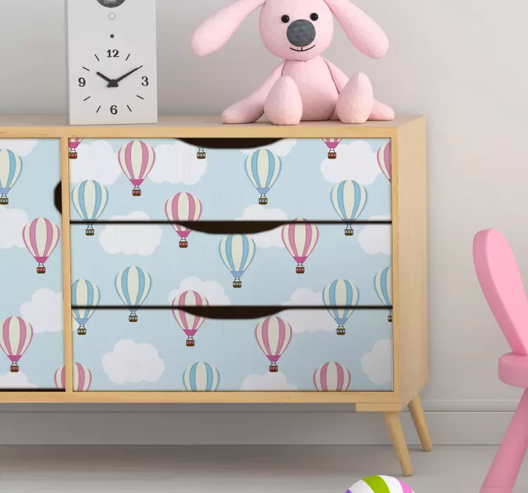 Vinilo para mueble globos azules y rosas para niño - TenVinilo