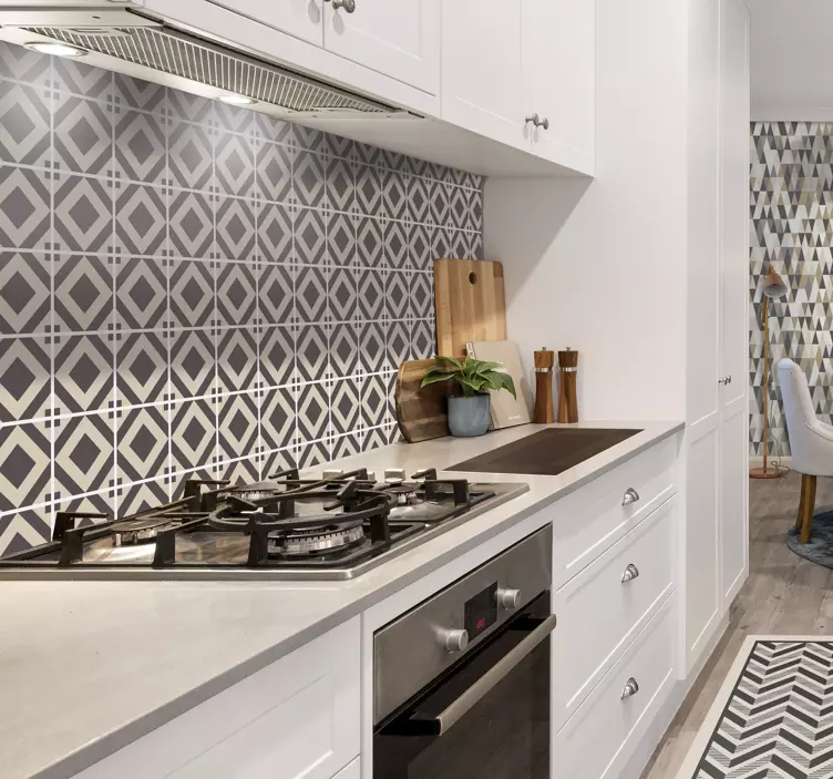 Azulejo adhesivo patrón geométrico de diamantes - TenVinilo