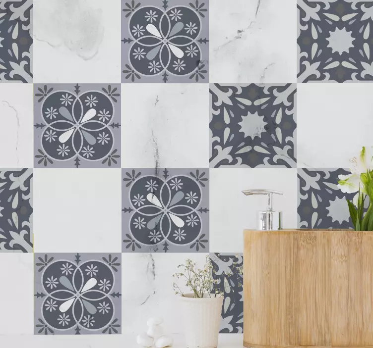 Azulejos adhesivo Flor azul original - TenVinilo