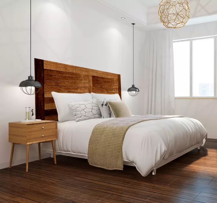 Vinilo decorativo cabecero Textura de tablones de madera rústica - TenVinilo