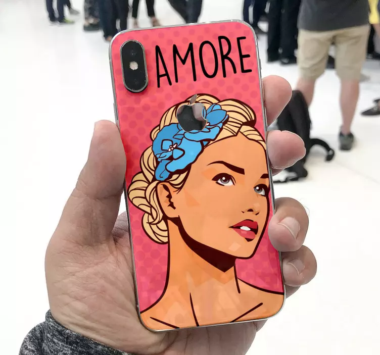 Calcomanía iphone expresión femenina amor - TenVinilo