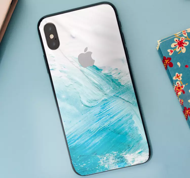 Calcomanía iPhone mezcla de ondas aqua - TenVinilo