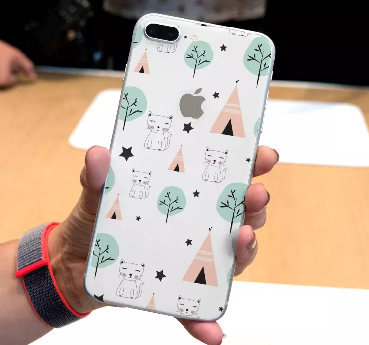 Calcomanía iPhone patrón de gatito lindo - TenVinilo