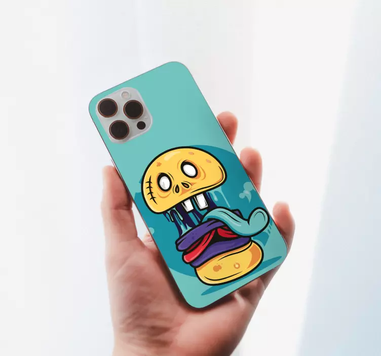 Calcomanía iPhone refresco de calavera espeluznante - TenVinilo