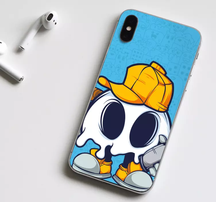 Calcomanía iPhone personaje fantasma con sombrero - TenVinilo