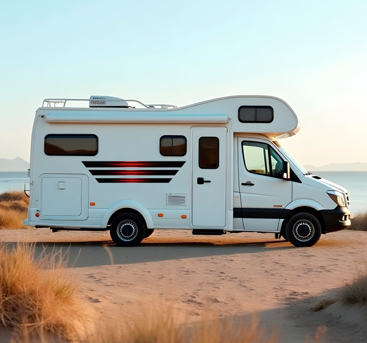 Calcomanía para autocaravana rayas negras y rojas - TenVinilo