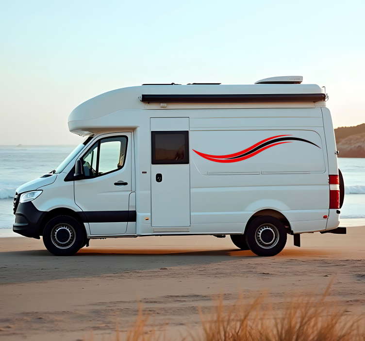 Calcomanía para autocaravana rayas onduladas - TenVinilo