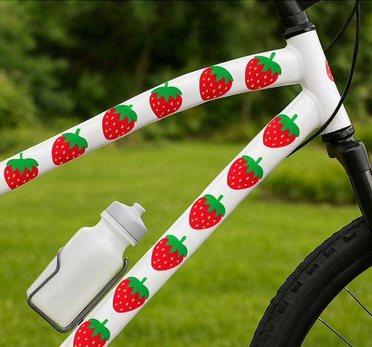 Calcomanía para bicicleta patrón de fresas - TenVinilo