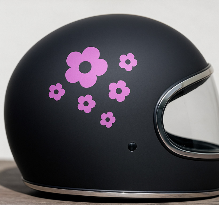 Calcomanía para moto diseño de flores sencillas con nombre. - TenVinilo