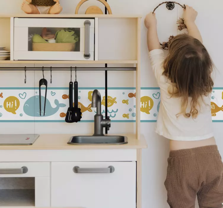 Cenefa adhesiva océano colorido y feliz - TenVinilo