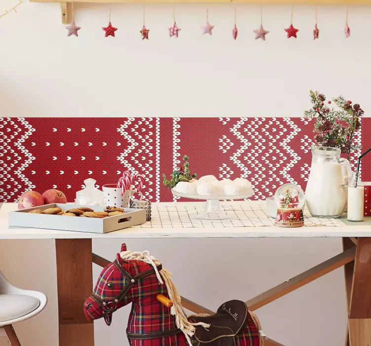 Cenefa decorativa patrón rojo navideño - TenVinilo