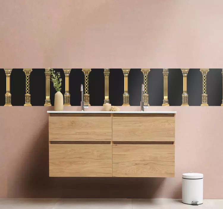 Cenefa adhesiva Conjunto de columnas decorativas talladas en oro  - TenVinilo