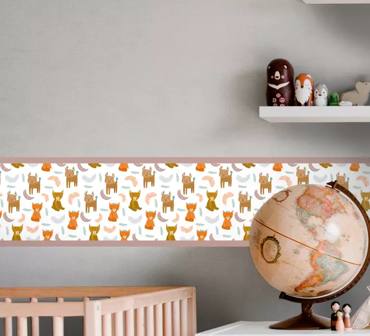 Cenefa adhesiva Lindos animales en el bosque - TenVinilo