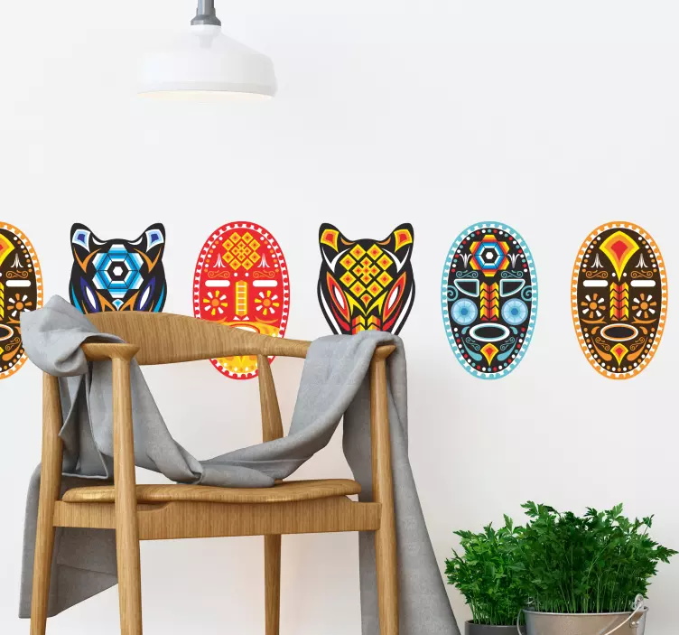 Cenefa decorativa Máscara Huichol - TenVinilo