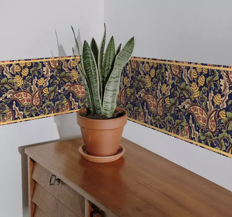 Cenefa adhesiva patrón floral paisley naranja - TenVinilo