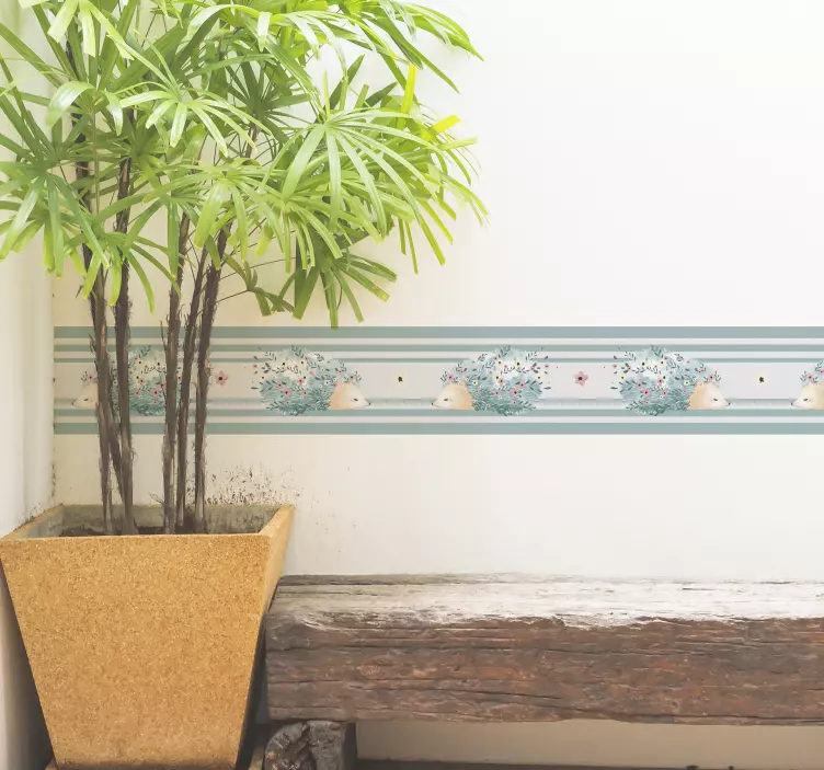 Cenefa decorativa patrón puercoespín azulado - TenVinilo