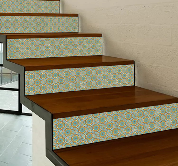 Vinilo para escalera verde estilo Piastrelle - TenVinilo