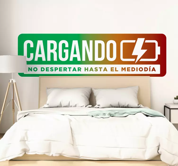 Vinilo frase batería cargando no despertar - TenVinilo