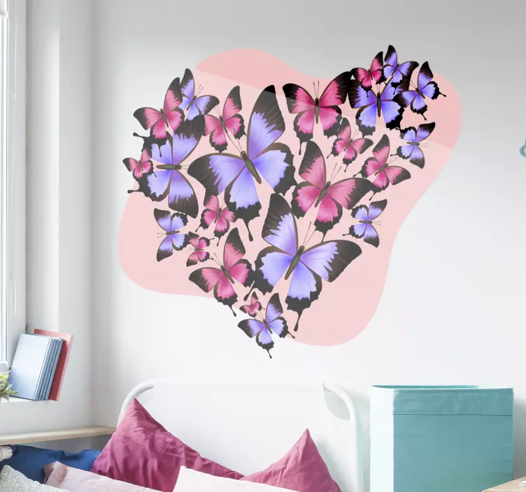 Vinilo pared mariposas forma corazón - TenVinilo