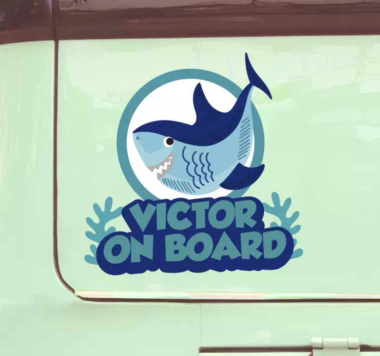 Vinilo coche tiburón bebé con nombre - TenVinilo