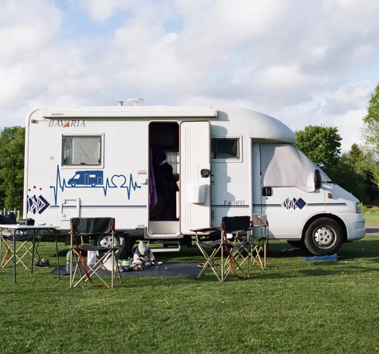 Vinilo autocaravana cardiograma de autocaravana - TenVinilo