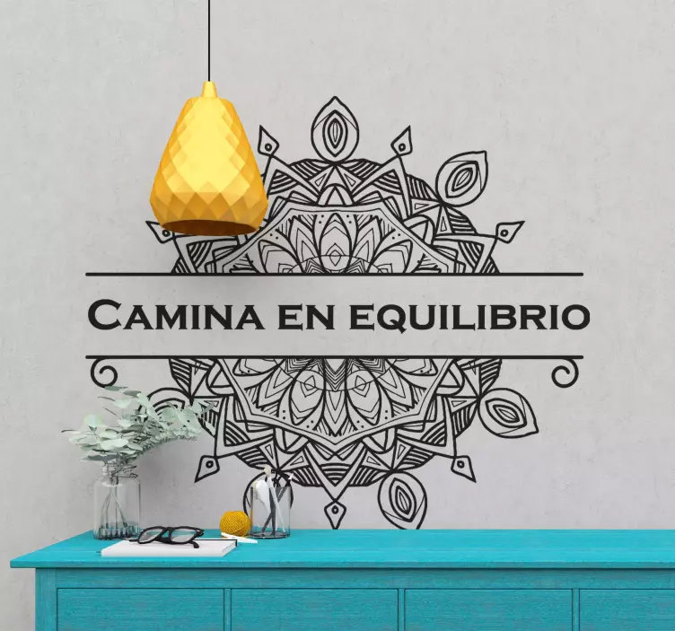 Vinilo decorativo floral Mandala oración camina en equilibrio - TenVinilo