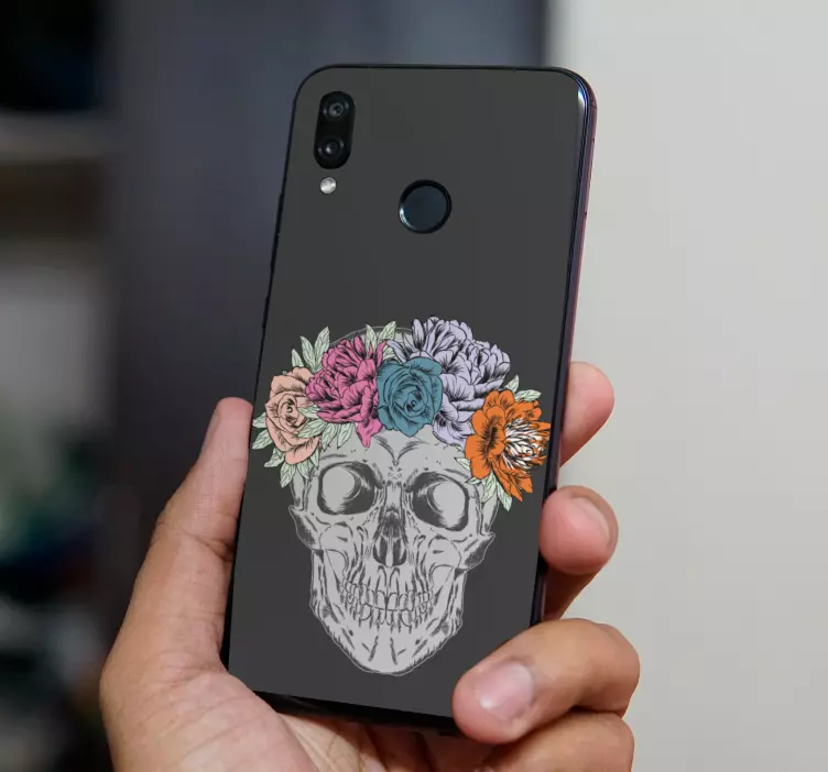 Pegatina Huawei motivo de calavera floral - TenVinilo