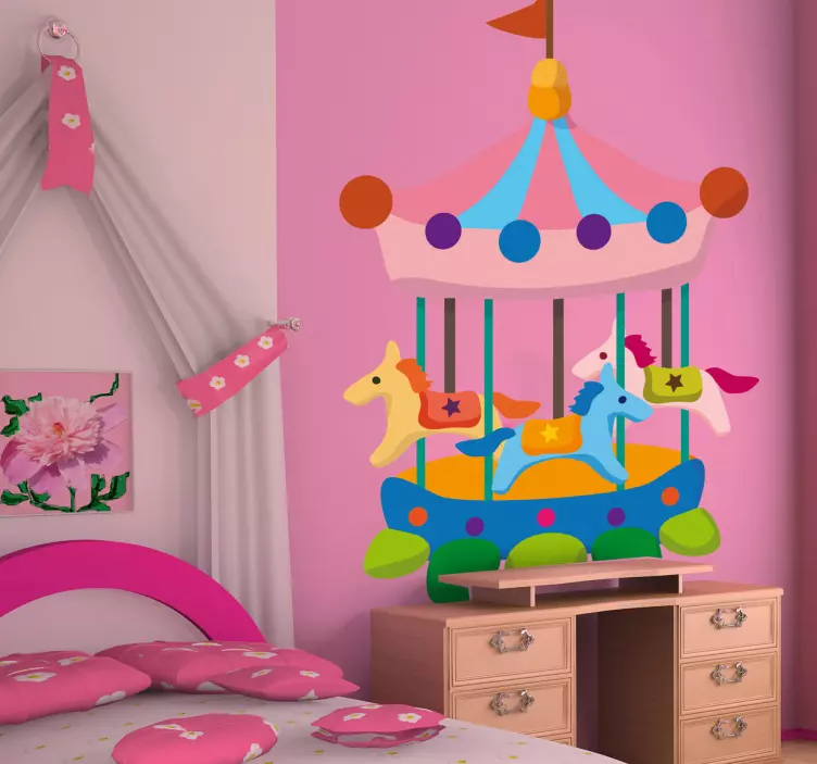 Pegatina infantil carrusel tiovivo - TenVinilo