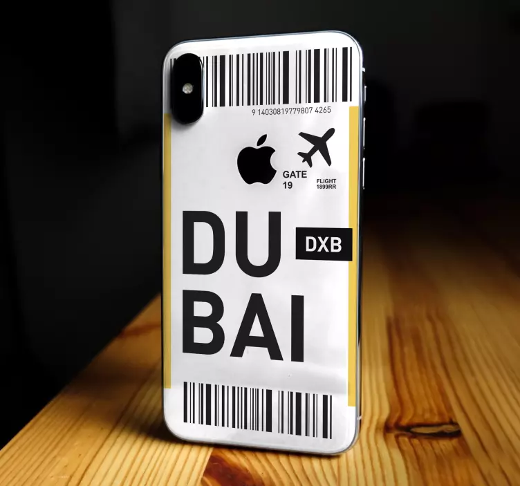 Sticker iPhone Boleto de avión a dubai - TenVinilo