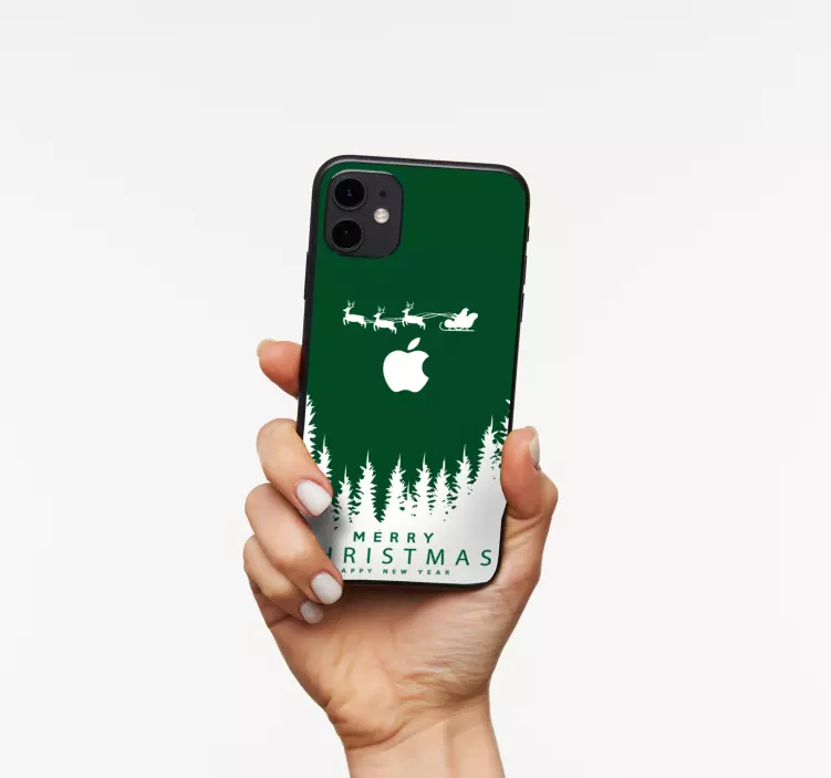 Sticker iPhone Feliz navidad con telones de fondo de navidad - TenVinilo