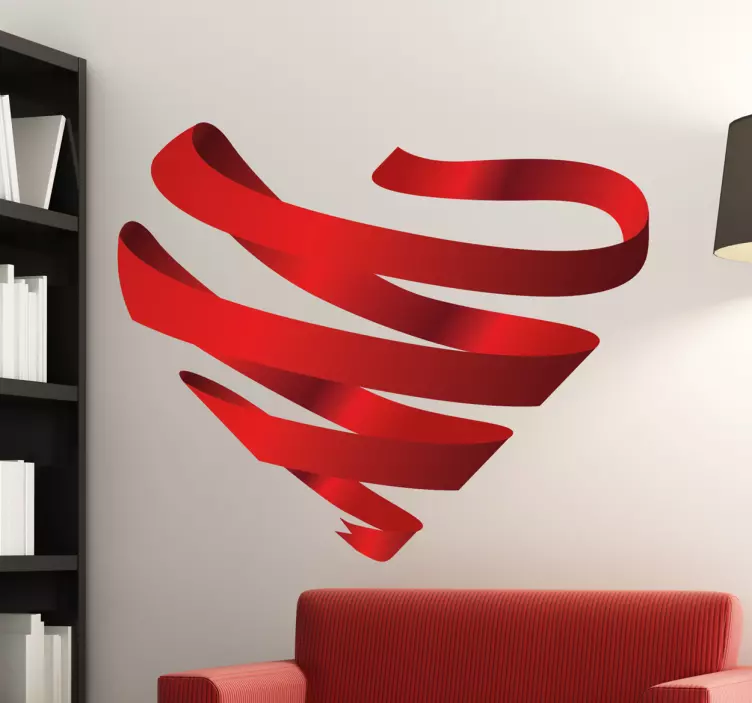 Pegatina lazo contra SIDA corazón - TenVinilo