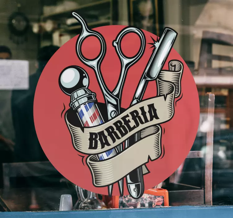 Vinilo de moda Peluquería con escudo - TenVinilo