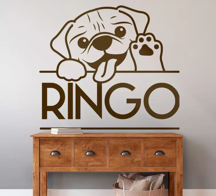 Vinilo Monocolor bonito perro asomando - TenVinilo