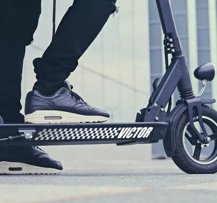 Adhesivo monopatín patinete bandera racing - TenVinilo