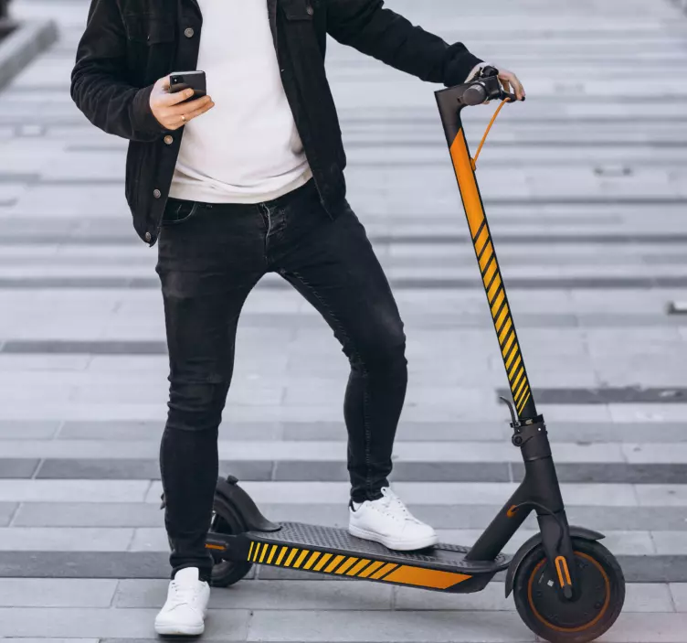 Adhesivo monopatín patinete tiras naranja - TenVinilo