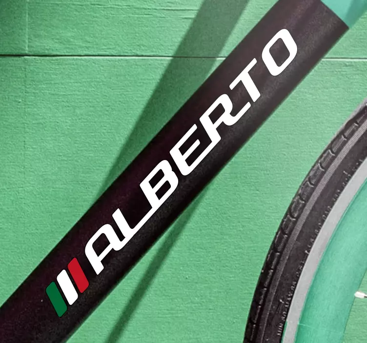 Vinilo bici Bandera mexicana en rectángulo y nombre personalizado - TenVinilo