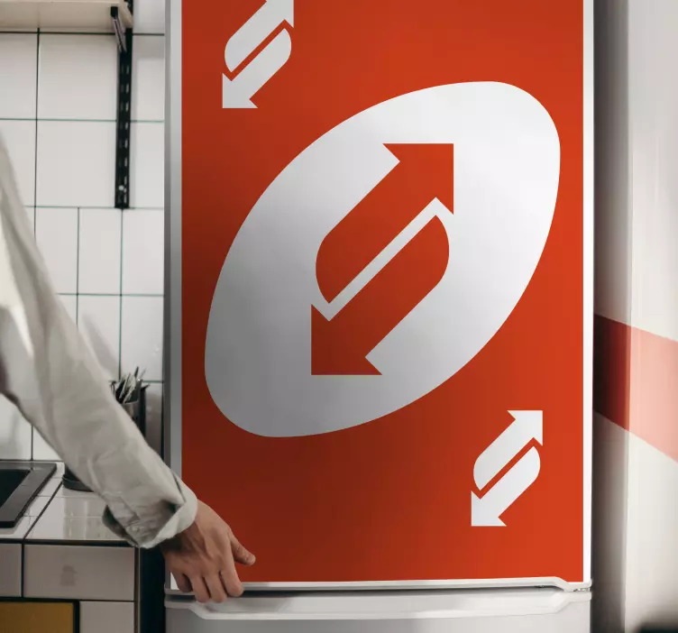 Vinilo para nevera Las tarjetas uno regresan en color rojo - TenVinilo